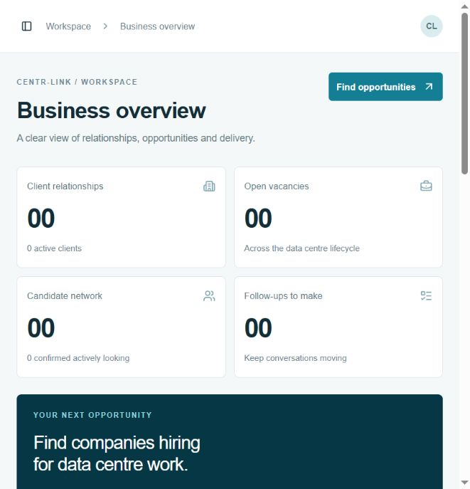 Centr-Link Hub application screenshot