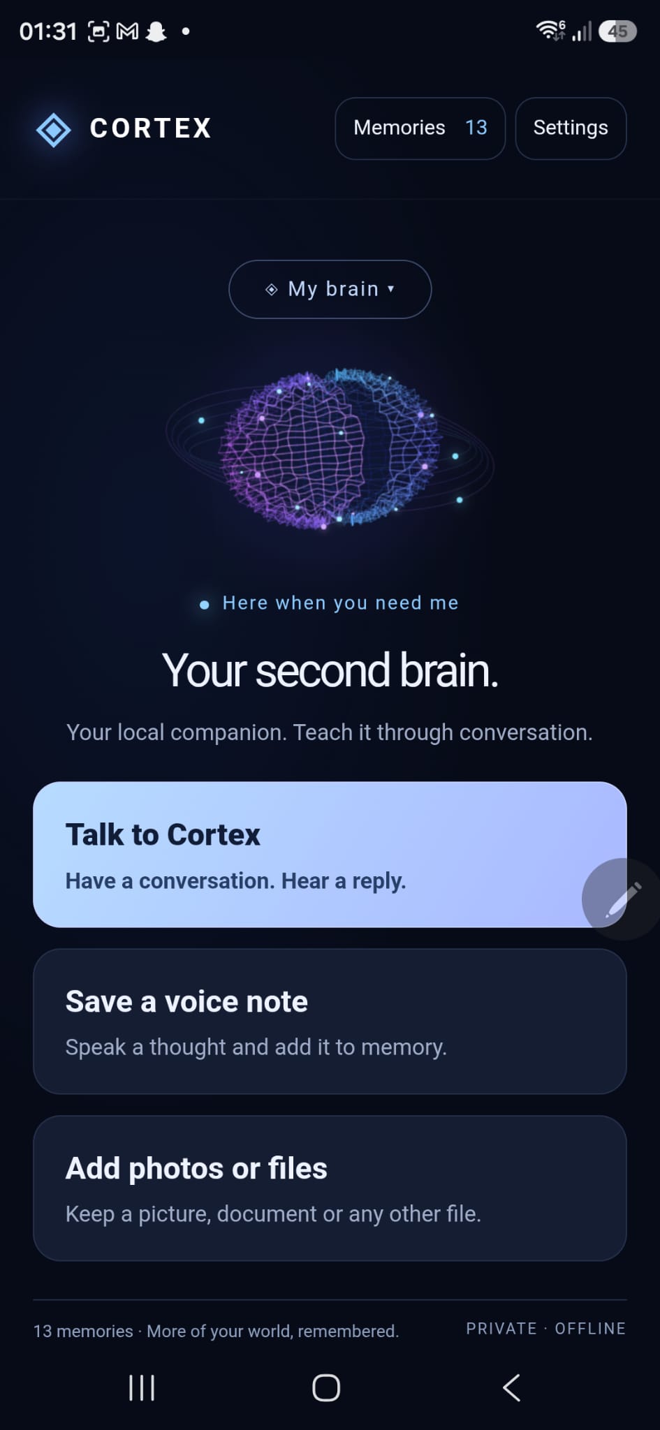 Cortex application screenshot