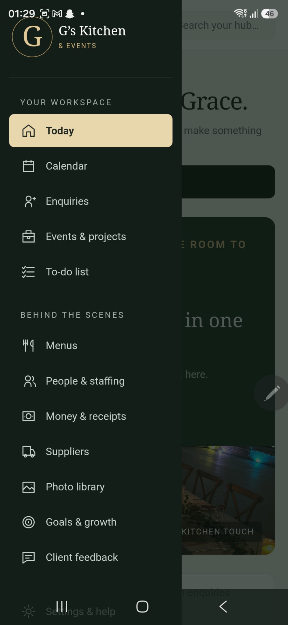 G’s Kitchen Hub application screenshot